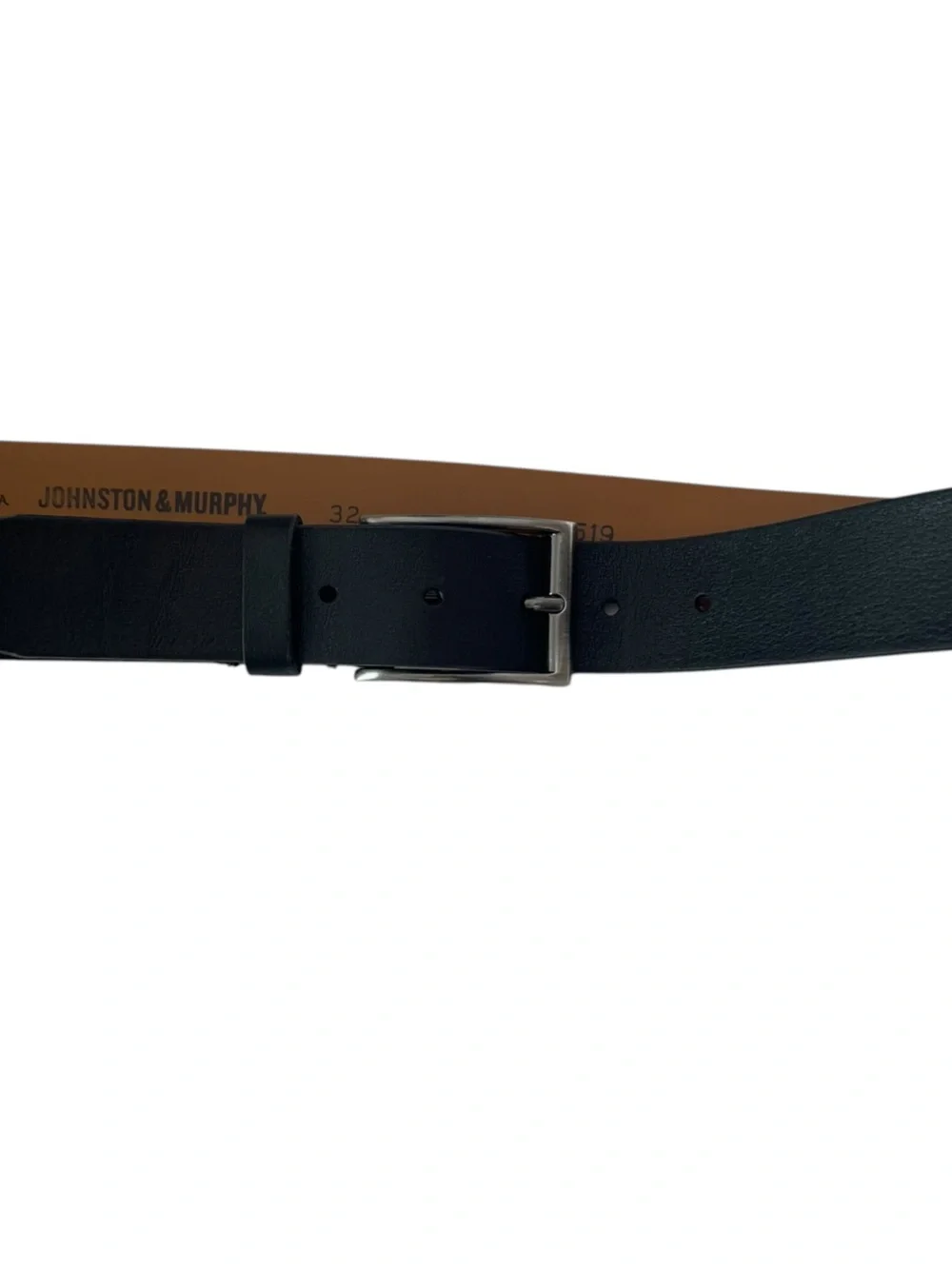 Horween Leather Belt By Johnston & Murphy USA Italy Black Silver Sz 32 Limited